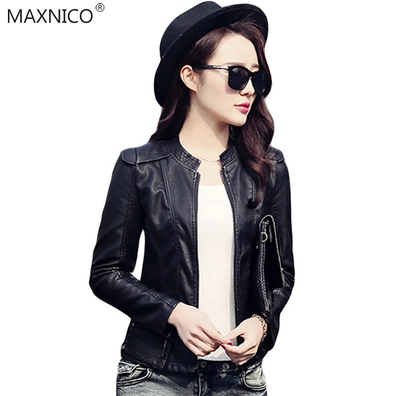 Maxnico Новый Мода 2017 г. Тонкий Зимний PU кожа Для женщин куртка длинный рукав женский