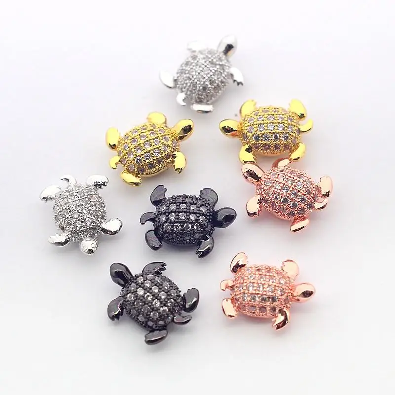 

Brass Micro Pave Cubic Zirconia Tortoise Beads, Cadmium Free & Nickel Free & Lead Free, Mixed Color, 12x9.5x4.5mm, Hole: 1mm