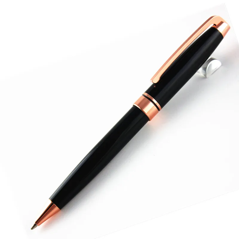 

luxury metal pen holder Black Rose gold clip Business office Medium Nib ink black Refill novelty ballpoint pens