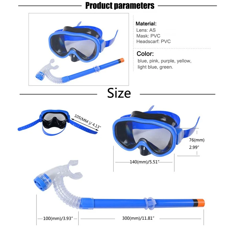 Дети плавать ming дайвинг очки Сноркелинг шестерни Набор Дети плавание, дайвинг оборудование анти туман Маска 15-0025
