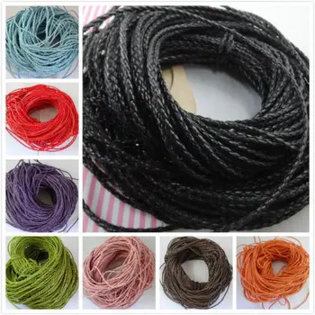 

50mBlack Man-made Leather Braid Rope Hemp Cord For Necklace Bracelet 3mm Free