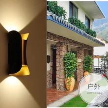 Золотой высота конце 10 Вт открытый Водонепроницаемый IP65 бра современный светодиодный настенный светильник в помещении бра декоративный свет крыльцо сад свет