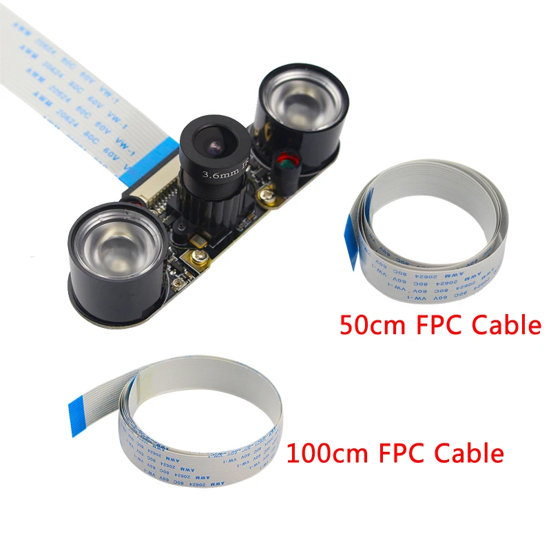 

2018 Raspberry Pi 3B+ Camera Module 5MP OV5647 Night Vision Camera+2pcs Sensitive Infrared Light+50cm 100cm FFC Cable for RPI 3