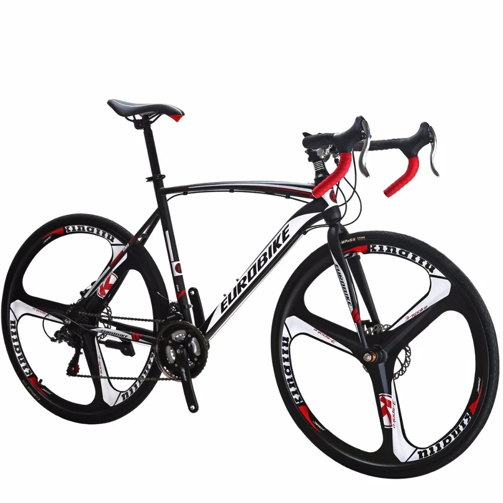 EUROBIKE Road Bike 21 Speed 700C Bicycle Dual Disc Brake Frame size 54cm 3-Spoke Bike