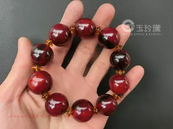 

Natural African yak horn blood silk bracelet red red rhino horn yak horn bead bracelet men and women transfer lucky