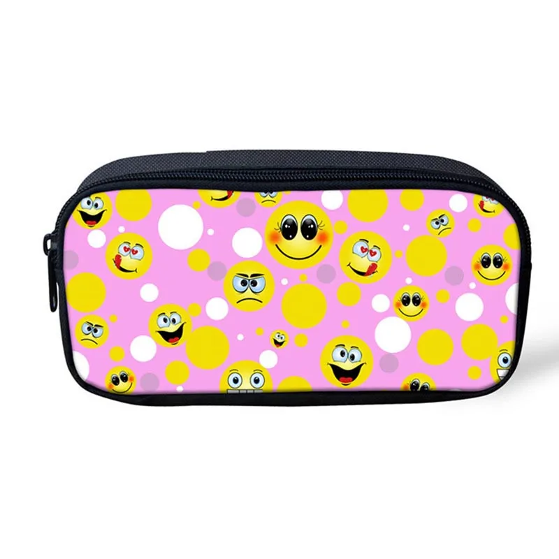 

FORUDESIGNS Emoji Dot Printing Make Up Box Organizer Women Cosmetic Bag MIni Smile Case Female Bag Children School Supplies Kids