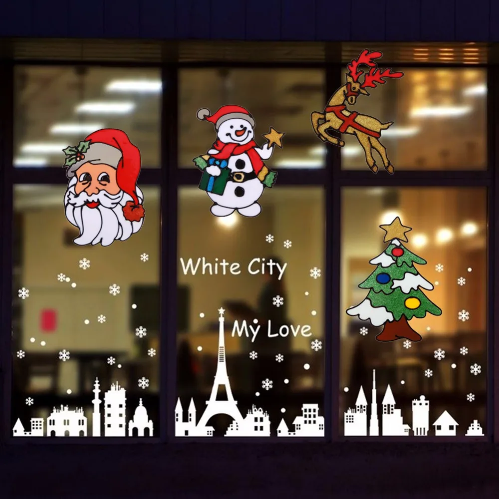 Silicone Glass Stickers Large Window Glass Door Wall Stickers Christmas Ornaments Party Christmas Decorations for Home Silicone Glass Stickers Large Window Glass Door Wall Stickers Christmas Ornaments Party Christmas Decorations for Home