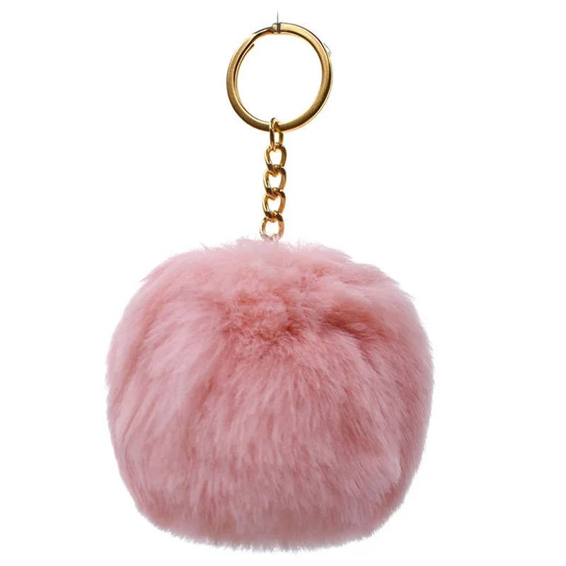 

Simple Key Chain Fur Ball Pompon Keychain Pompom Artificial Rabbit Fur Animal Keychains For Woman Car Bag Keyring 13 Colors