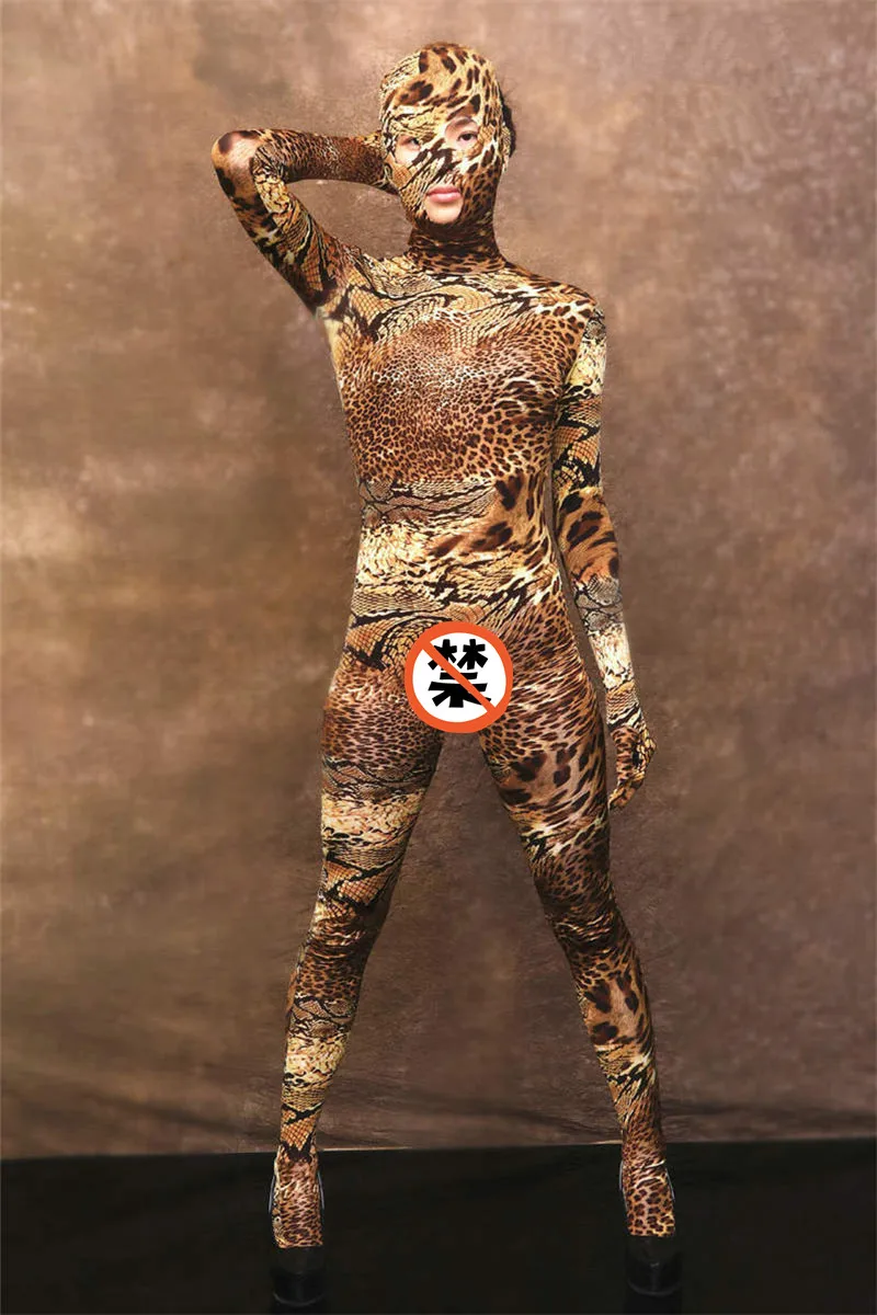 Stretchy Spandex Tiger Streifen Bodysuit Kostüm Damen Leopard Kostüm
