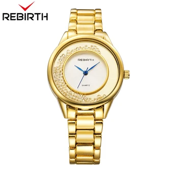 

REBIRTH Quartz Stainless Steel Bracelet Woman Watch Luxury Silver Womens Wristwatches Ladies Watch with Casket for Watches