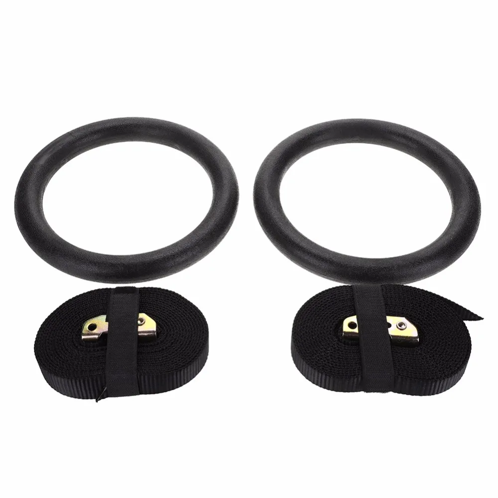 

Gymnastic Gym Rings Black Adjustable Fitness Muscle Fitness Rings Strength Training Straps Hoop Fitness Equipment