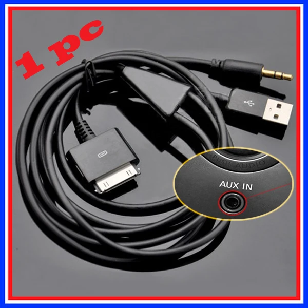 For Apple IPod Itouch IPhone 3 3GS 4 4s 5 5s Car Audio Data USB AUX Y-Cable I-Drive 3.5mm Music Connection | Автомобили и
