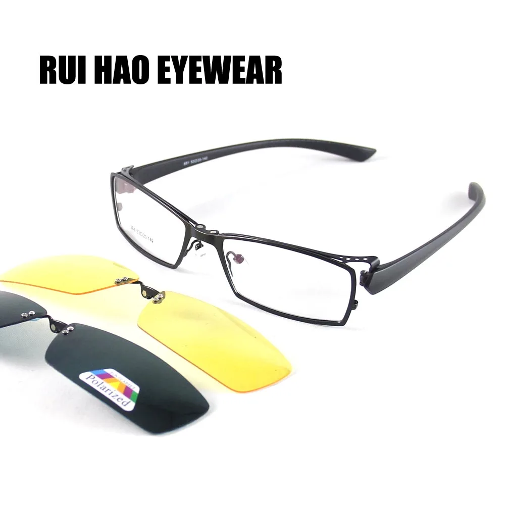 

Eyeglasses Frame and Magnetic Sunglasses clip on Rui Hao Eyewear Frame Unisex Glasses Magnetic Polarized Sun Glasses Clip on