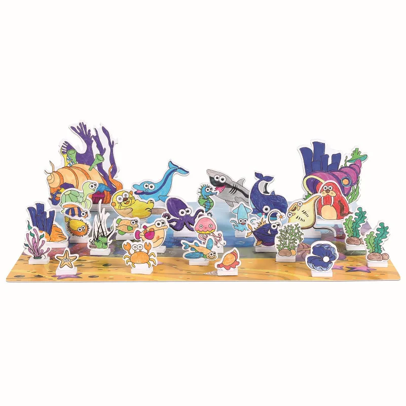

29pcs 3D Building Blocks With Sticker And Painting Blocks Toys For Children Sea/farm/city Oyuncak