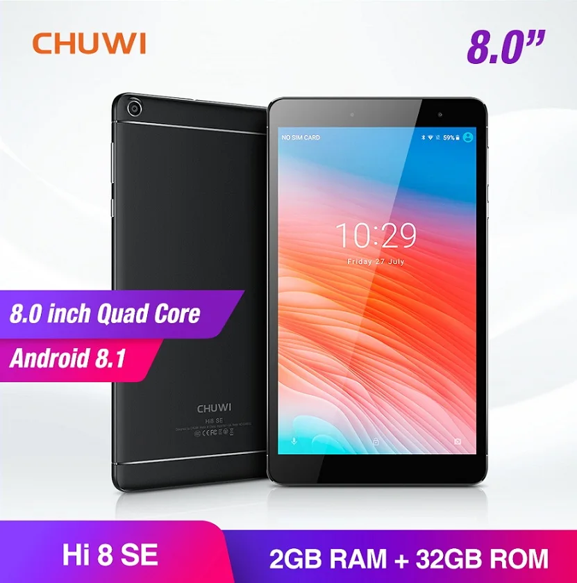 CHUWI Hi8 SE Android 8.1 MTK8735 Quad Core Tablets 2GB RAM 32GB ROM Dual Camera Dual WIFI 2.4G/5G 8 inch 1920*1200 Tablet PC CHUWI Hi8 SE Android 8.1 MTK8735 Quad Core Tablets 2GB RAM 32GB ROM Dual Camera Dual WIFI 2.4G/5G 8 inch 1920*1200 Tablet PC