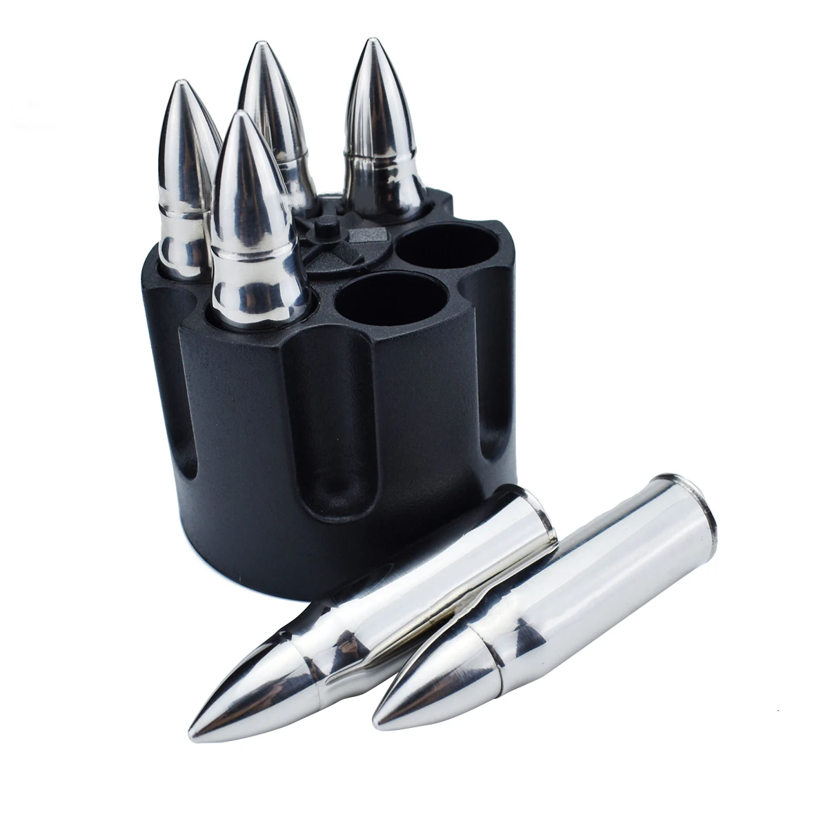 

6 Capsules Whiskey Square Stones Set Bullet Shaped Drink Chiller Chilling Stones With Base Barware Quick-Cooling Ice Cubes
