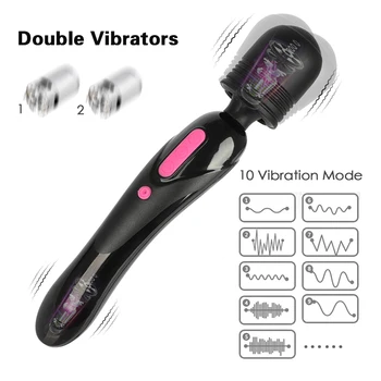 10 Frequency USB Rechargeable AV Magic Wand Sex Shop for Adult Powerful Vibrator Vagina Massager Sex Toys for Women Masturbation 2
