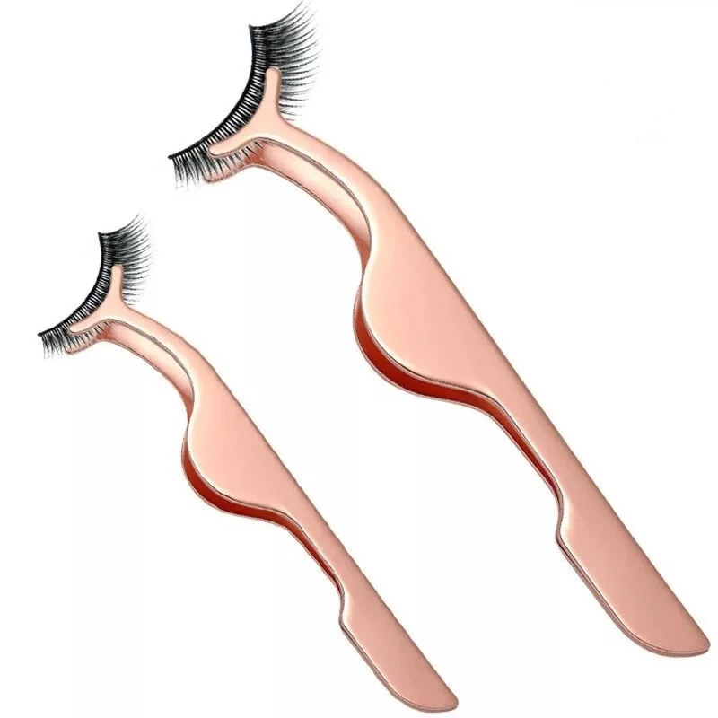

False Eyelashes Applicator Makeup Tool Eyelash Extension Tweezers Remover Clip Stainless Steel Nipper (Golden)+Box