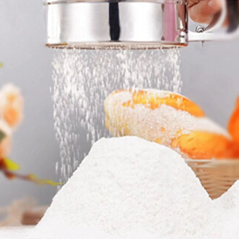 

Mesh Flour Sifter Stainless Steel Flour Bolt Sifter Sieve Manual Sugar Icing Shaker Powder Strainer Baking Kitchen ToolS