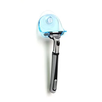 

Good 1Pcs Clear Blue Plastic Super Suction Cup Razor Rack Bathroom Razor Holder Suction Cup Shaver