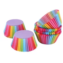 100 шт. жиронепроницаемая бумага красочные Радуга торт чашки Маффин коробка кухня украшение из мастики для торта чашки Чехол держатель кекс Лайнер