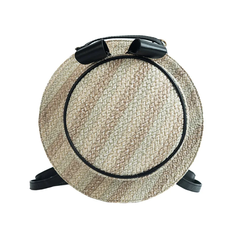 

New Fashion Women Summer Straw Backpack INS Popular Female Hat Back Pack Lady Travel Casual Mochila Stripe Knit Crossbody BP3008