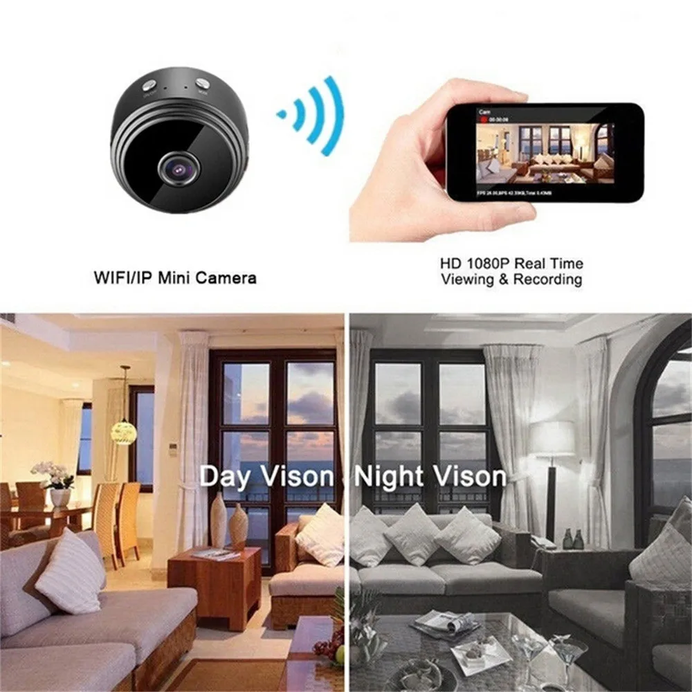 Мини камера HD 1080P с беспроводным дистанционным управлением Wi Fi безопасности