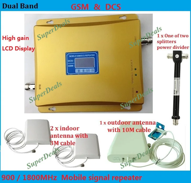 

Dual band 2G 4G repeater GSM DCS mobile phone signal booster support lte 4g data signal repeater amplifiers + antennas + cable