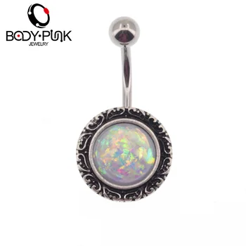 

BODY PUNK Trendy Round Belly Button Rings Piercing Body Jewelry Feminino Navel Ring Vintage Brand Navel Piercing Jewelry Women