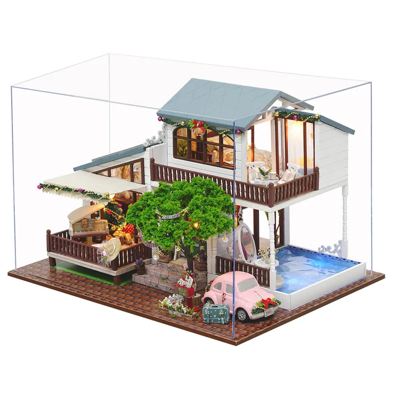 

DIY Dollhouse London Holiday With Cover Light Car Music House Model Intelligence Children Gift Collection Christmas Gift