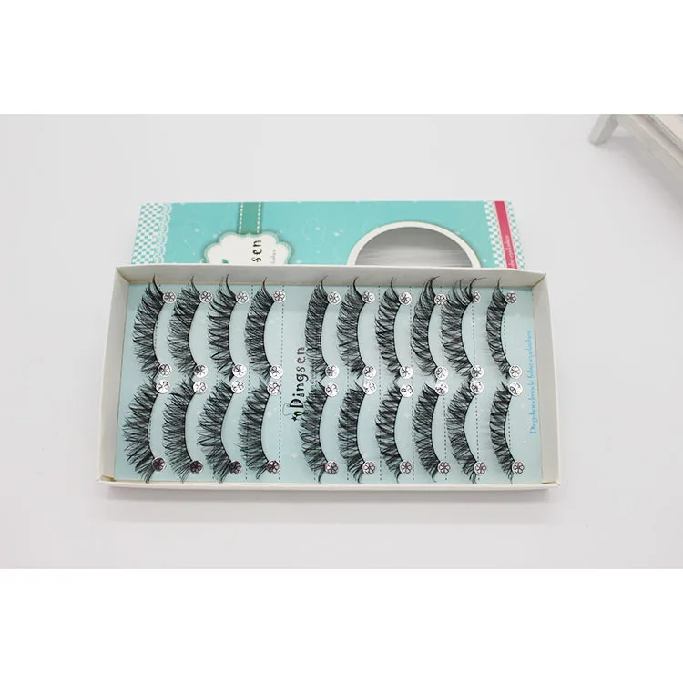 10 Pairs Comfortable Soft Natural Black Gorgeous 3D Long Cross False Eyelashes Eye Lashes Messy Style Handmade