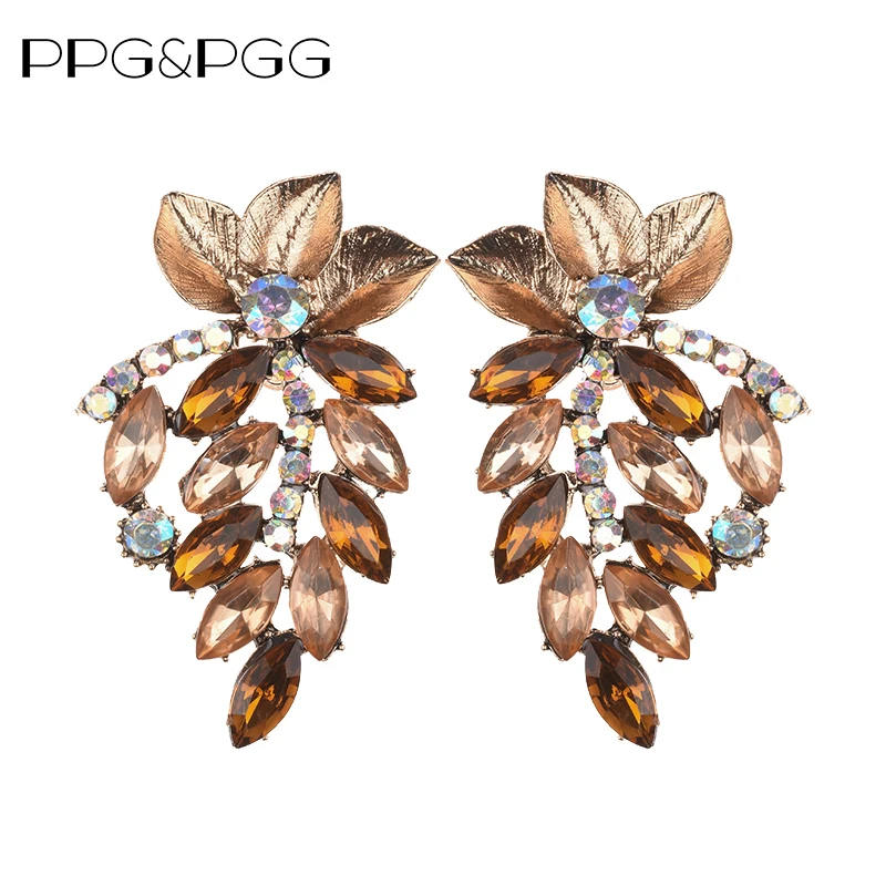 

PPG&PGG New ZA Cryst Dangle Earrings For Women Trendy Jewelry Charm Wedding Statement Geometry Big Drop Earrings Wholesale