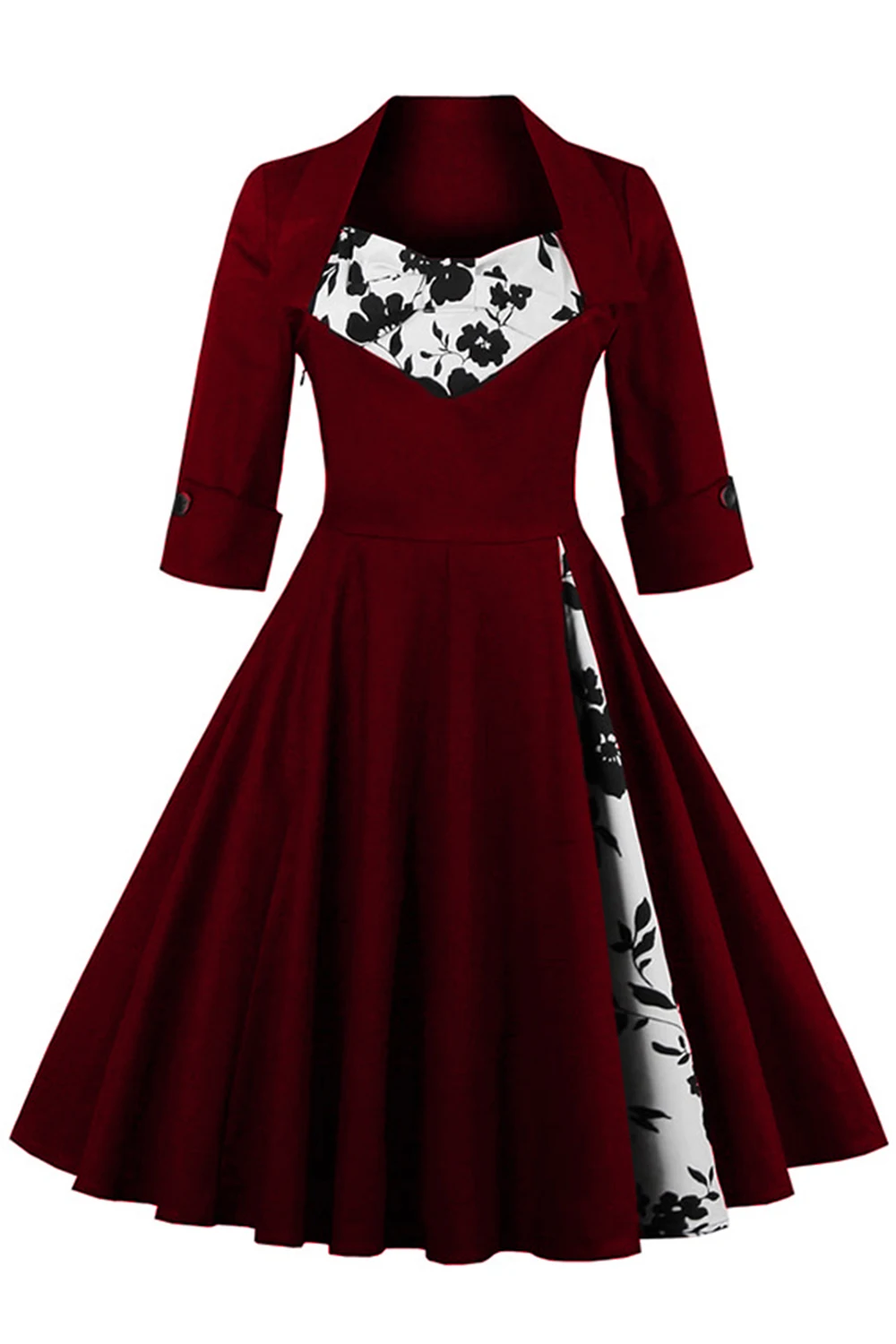 Винтажное женское платье с цветочным принтом, большие размеры 4 XL 5XL, осень, рокабилли, пэтчворк, большие качели, а-силуэт, платья для женщин