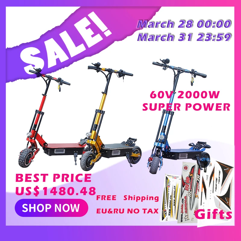 

60V 2000W electric scooter 10inch 75km/h Foldable hoverboad electric bike with seat samsung lithium battery 8inch 48V escooter