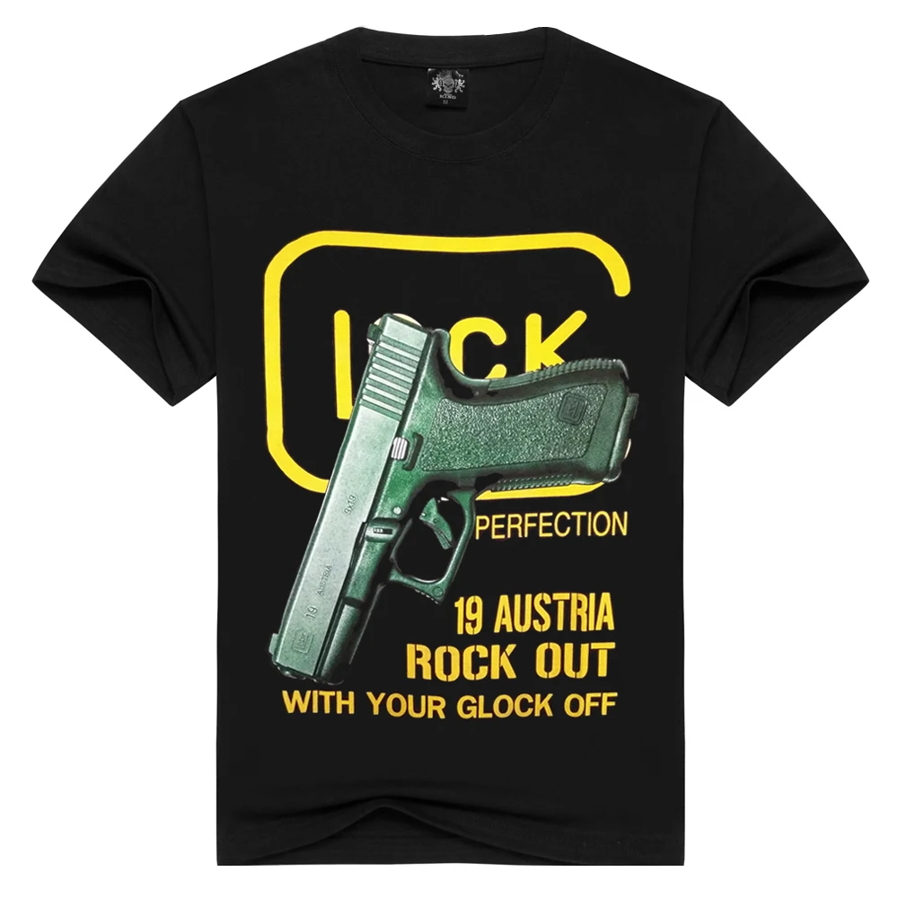 Мужская футболка с надписью 3D glock 19 austria rock out with your off Gun свободная мужские Модные