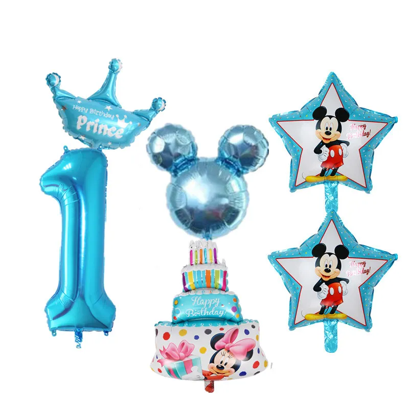 6 шт., Детские воздушные шары для первого дня рождения, номер 1, воздушные шары из фольги для маленьких мальчиков и девочек, новогодние украшения на день рождения, воздушные шары - Цвет: 01