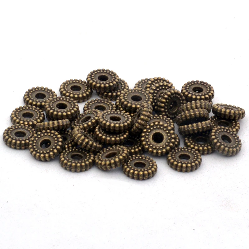 

8mm 100 Pcs/lot Vintage Bronze and Gold Wheel Pattern Bead Tibetan Silver Spacer Beads for Bracelet Jewelry Making