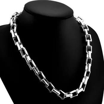 

Fashion silver man locks pendant jewelry.Real solid 925 sterling silver necklace men.10 mm 26 inch square chain 100% pure silve