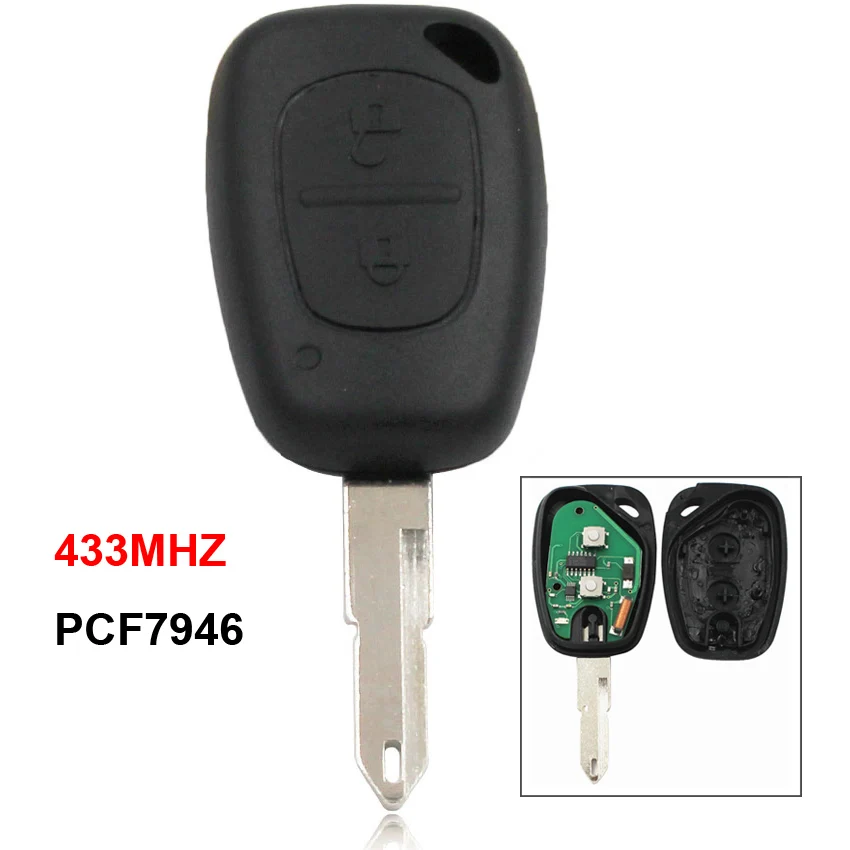 2 кнопки дистанционного ключа автомобиль Smart Key Fob 433 мГц с PCF7946 чип для Vivaro Movano трафика мастер с режиссерский ключа
