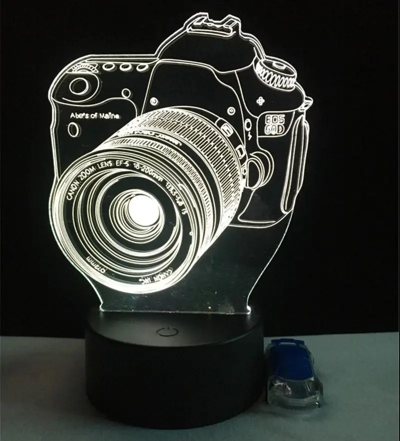 Cartoon Camera 3D Lamp Bedroom Table Night Light Acrylic