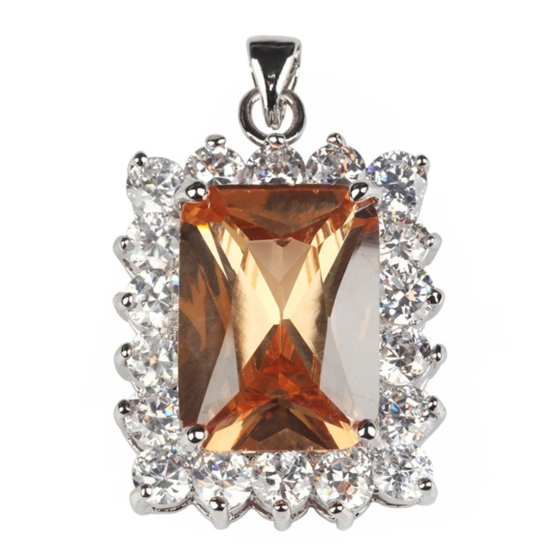 

SHUNXUNZE christmas Wedding pendants charms for Jewelry & Accessories dropshipping Morganite Cubic Zirconia Rhodium Plated R656