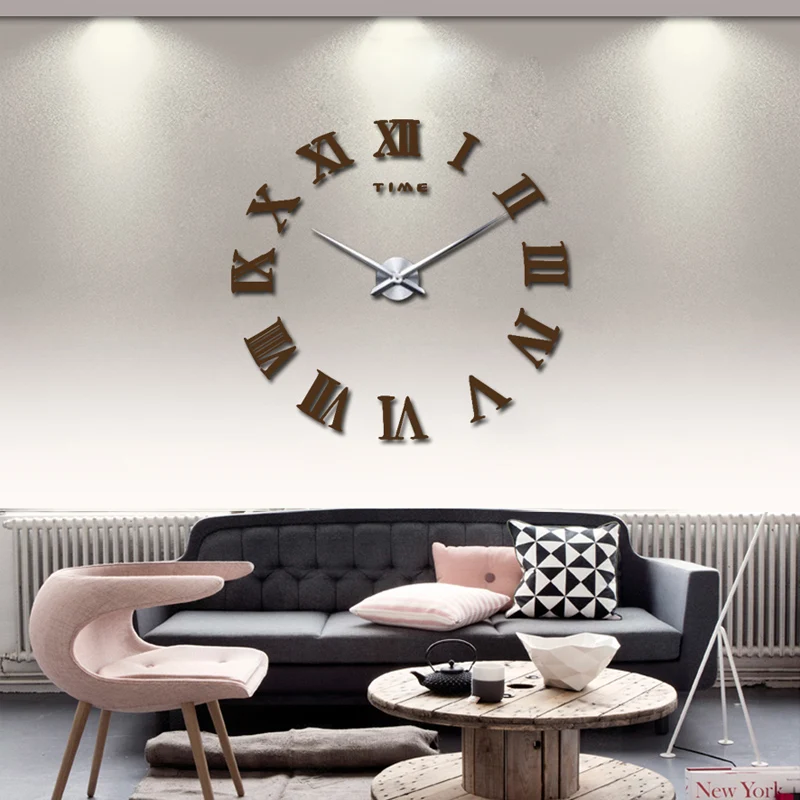 HOT 3d diy Acrylic miroir wall clock stickers watch clocks Quartz Modern reloj de pared home decoration new free shipping