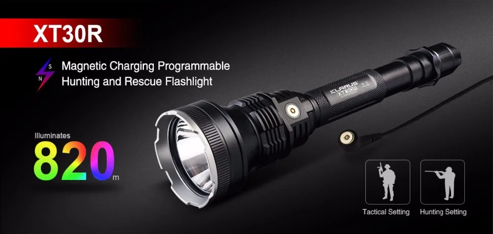  Free Shipping 1SET Klarus XT30R LED Flashlight 1800 Lumens CREE XHP35 HI D4 LED 6 Mode Torch Campin - 32796898501