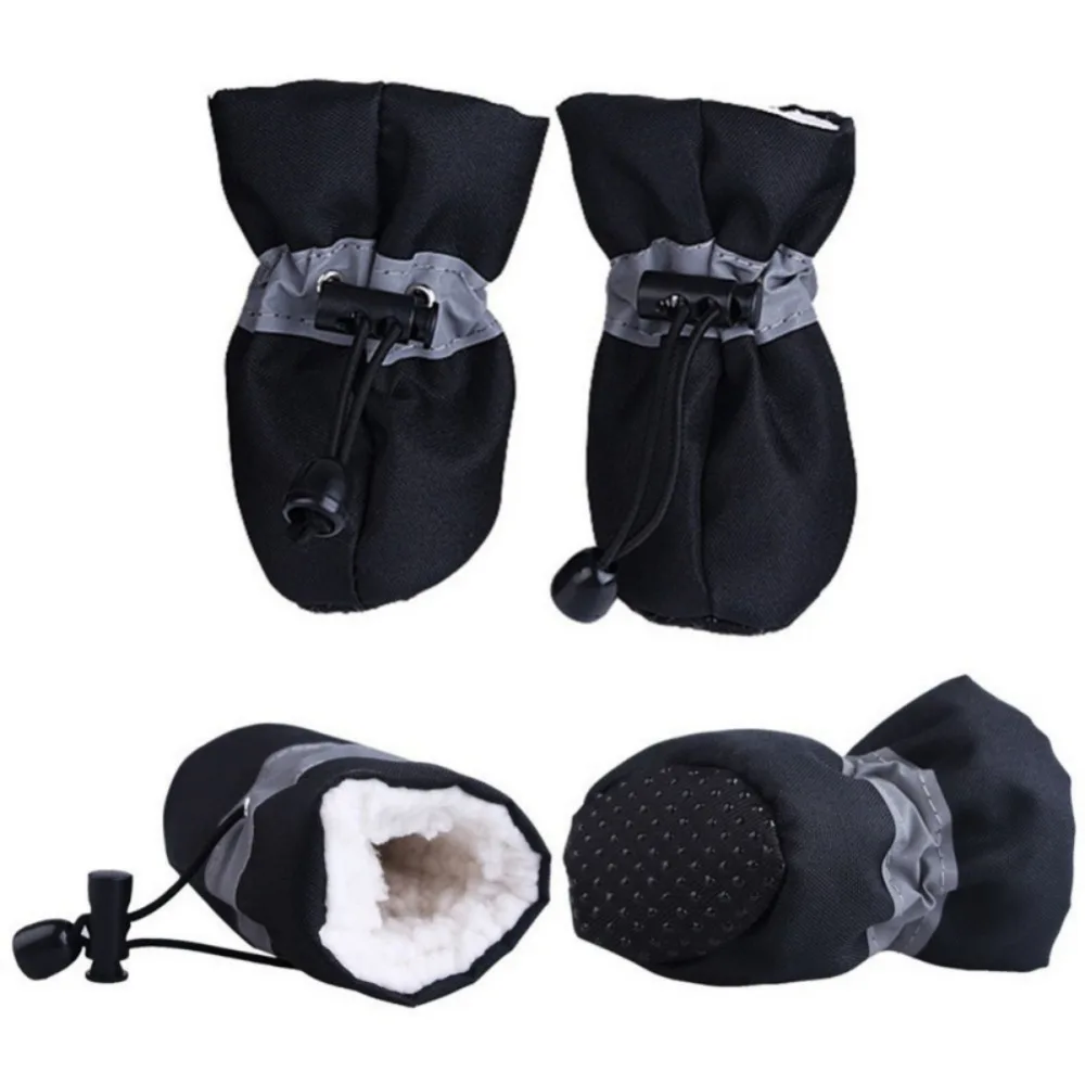 

4pcs/set Pet Shoes For Dogs Puppy Winter Anti-slip Warm Cashmere Rain Snow Boots For Dogs Footwear Thick Warm For Small Dogs