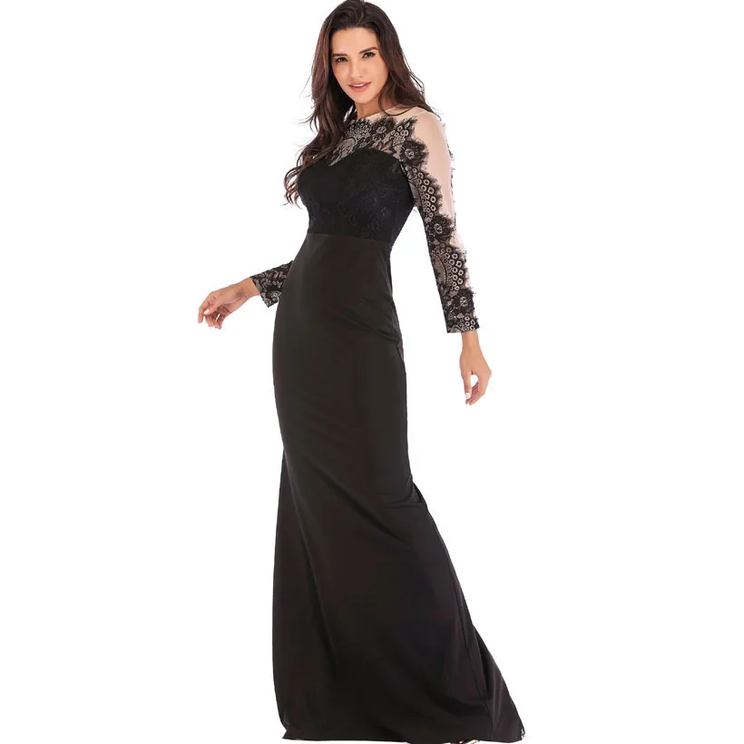 IDress High Quality Lace Embroidery Evening Dress Long Sleeve Charming Robe Longue Femme Long Dress for Wedding Party for Woman (22)