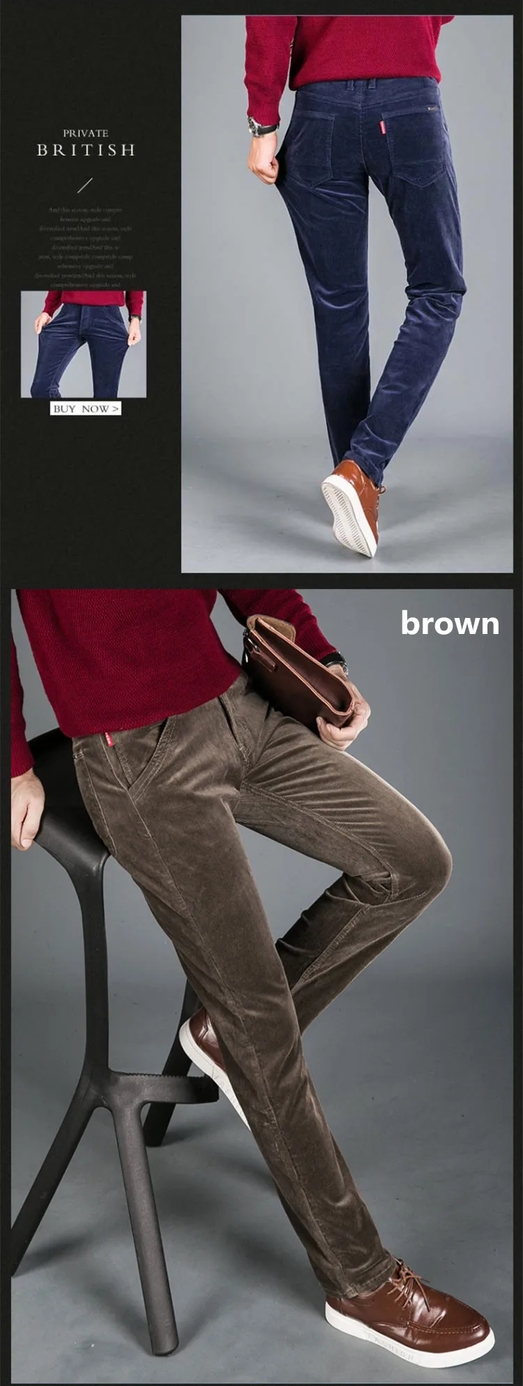 Высокое качество Новые осенние и зимние 2016 мужские деловые мужские брюки Прямые вельветовые брюки дышащие повседневные брюки
