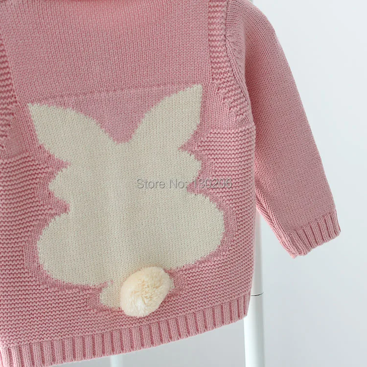 Весенний и осенний Детский свитер для девочек с милым мультяшным Кроликом, кардиган, свитер для младенцев с длинными рукавами, красный, розовый, зеленый