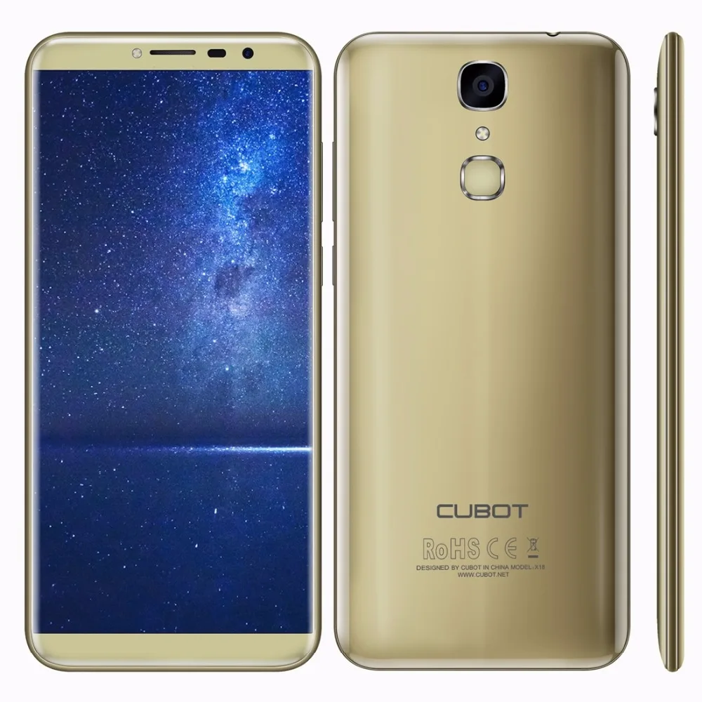 Cubot X18 5.7'' HD+ 18:9 Full Display Android 7.0 4G Smartphone MT6737T Quad-Core 3GB RAM 32GB ROM 16MP Fingerprint Mobile Phone
