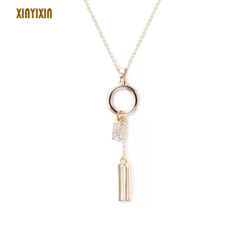 Elegant Circle Cylinder Pendant Necklace Choker for Women Statement ...