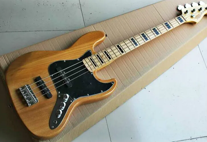 Free Shipping Honey Top Quality Fdjb-5014 Original Wood Color Solid Ash Body With Black Plate 4 Strings Electric Jazz Bass Musical Instruments Stringed Instruments
